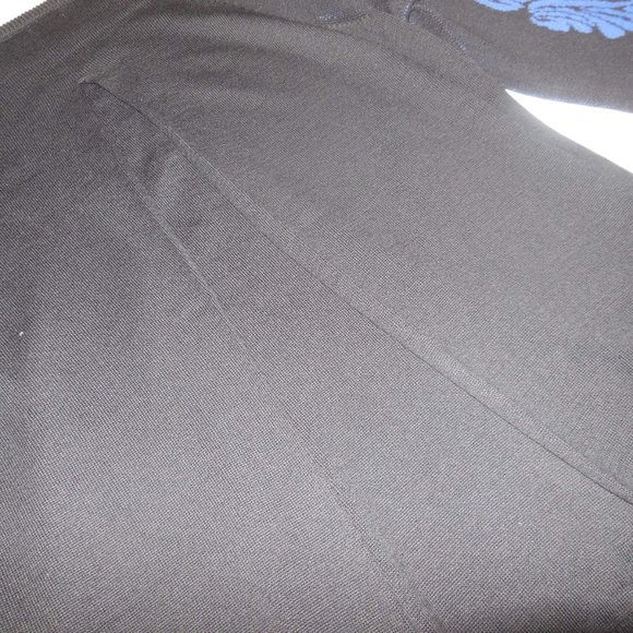 Pullover Sweater NEW Black Blue Ornamental Knit Top Long Sleeve - Picture 9 of 11